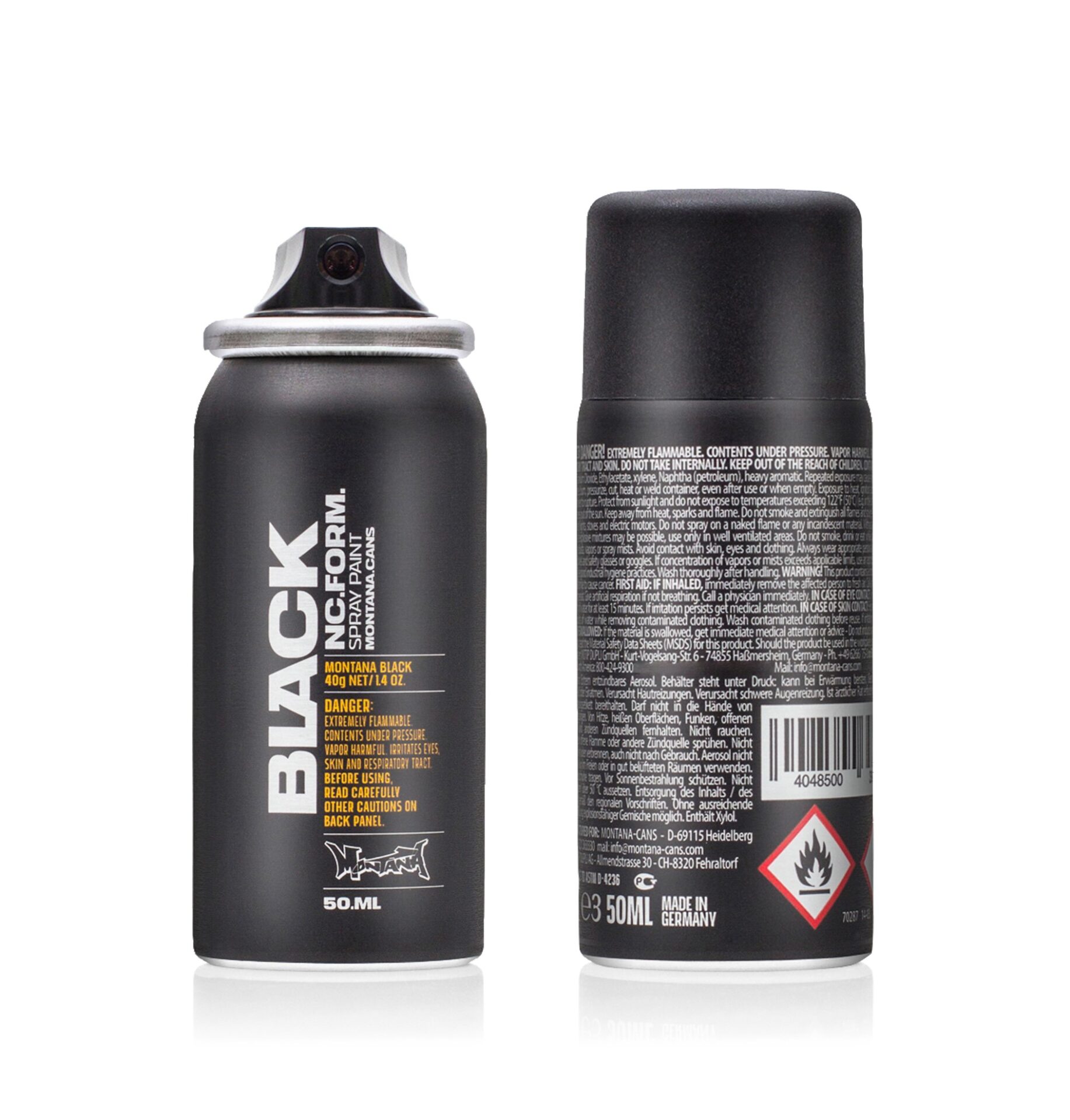Montana BLACK Mini-Sprühfarben 3er Set - 50 Ml Dosen, Schwarz | Für Graffiti, Street Art & Schablonen | Geruchsarm & Tropffrei
